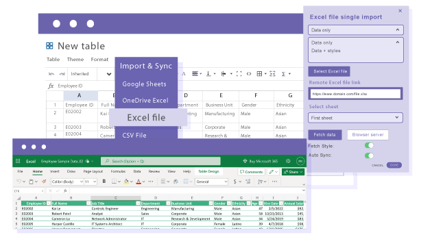 แทรกตารางที่ใช้ Excel ใน Avada Fusion Builder