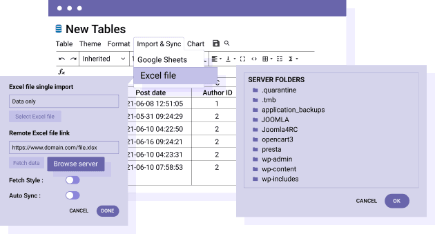 Tabelgegevens synchroniseren met een WordPress Excel-tabel