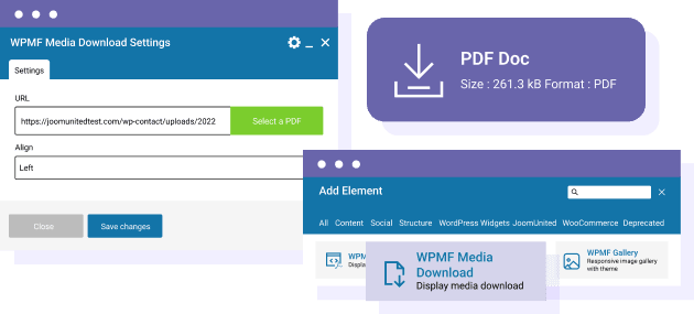 The download media button for WPBakery Builder