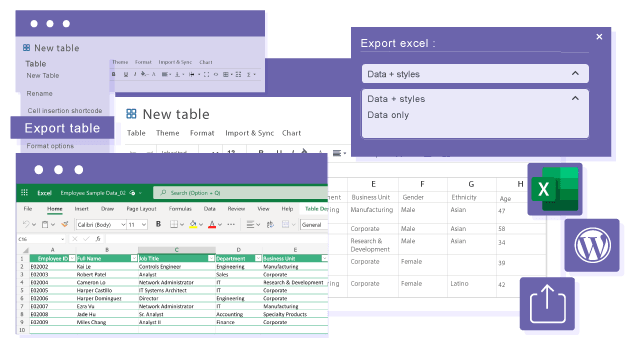 Export your WordPress table as an Office 365 Excel table