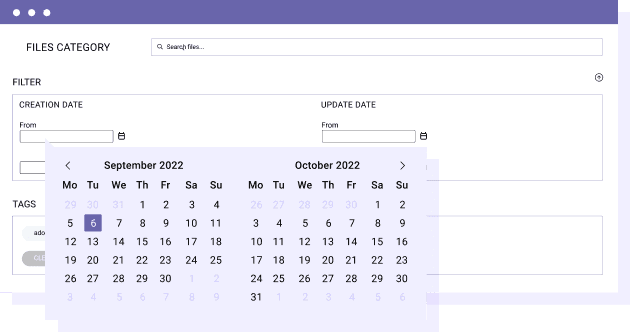 Fil skapande datum och uppdatera datum filter
