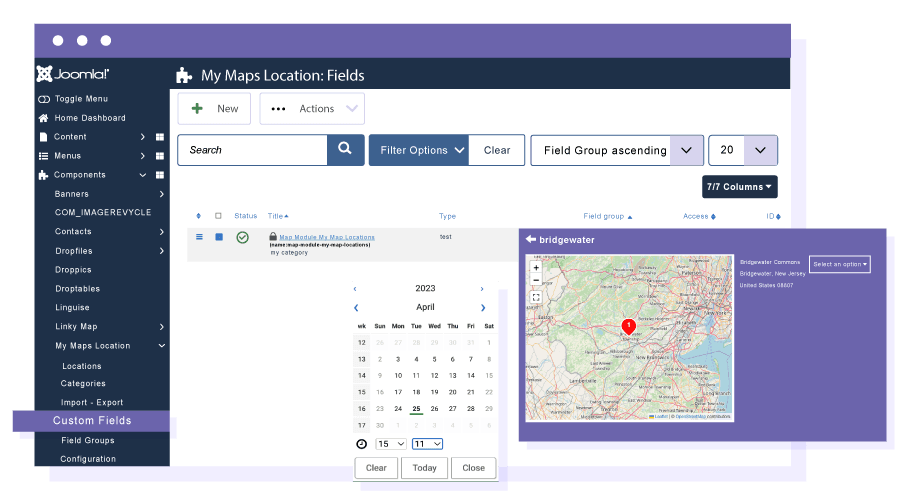 Campos personalizados para solicitações de pesquisa de localização do Joomla