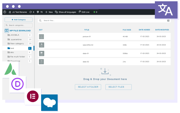 使用 WordPress 页面构建器和翻译文件