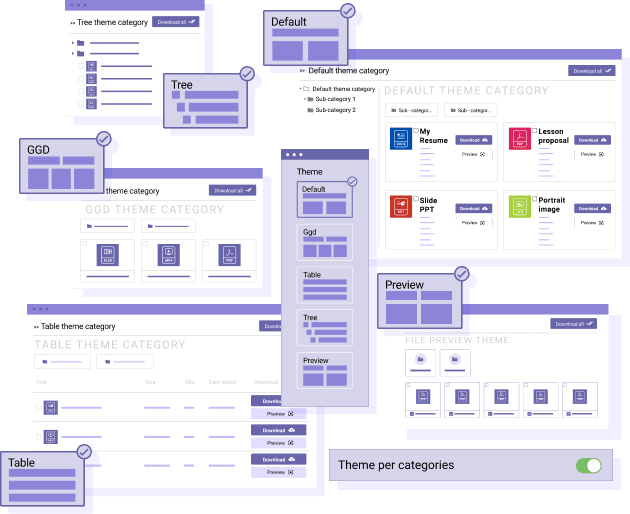 Aplicar tema de descarga de archivos por categoría