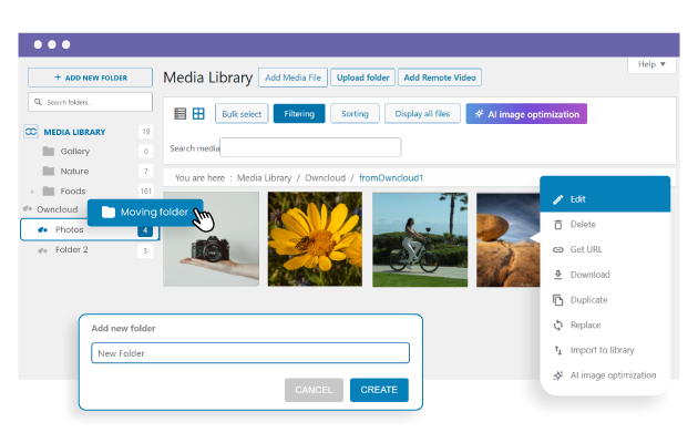 Browse & Manage OwnCloud Folders from WordPress