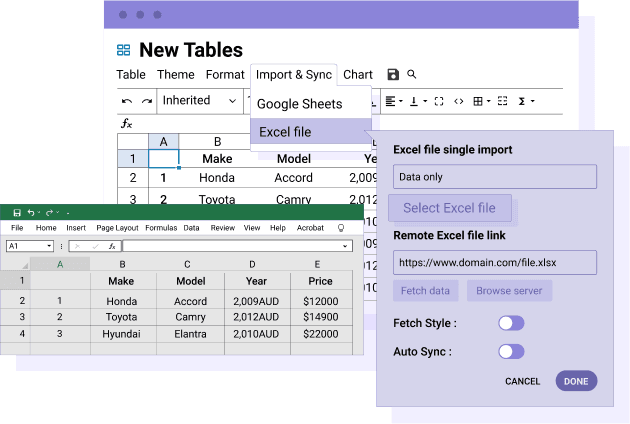 Excel dosya içeriğini içe aktarın ve düzenleyin