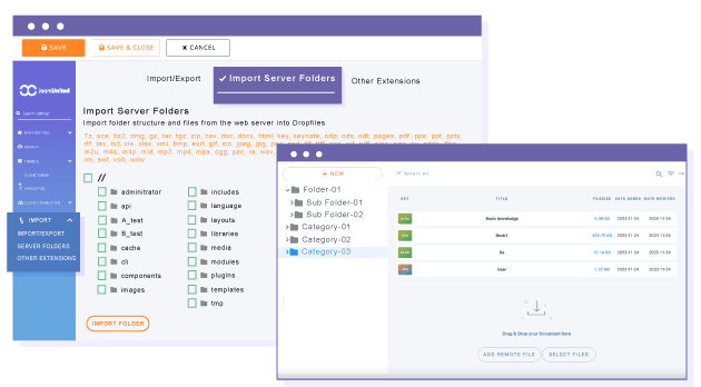 Impor file dan folder dari media yang ada di server Anda