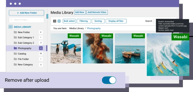 Media library Offload from WordPress to Wasabi