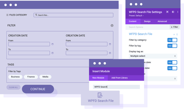 Moteur de recherche de fichiers comme module DIVI configurable