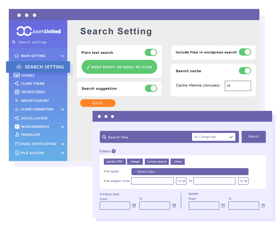 Flexible and advanced file search engine