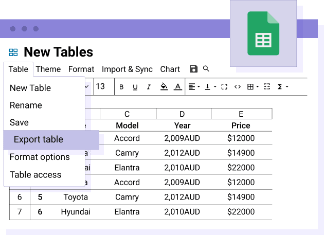 Export your WordPress table as an Excel file