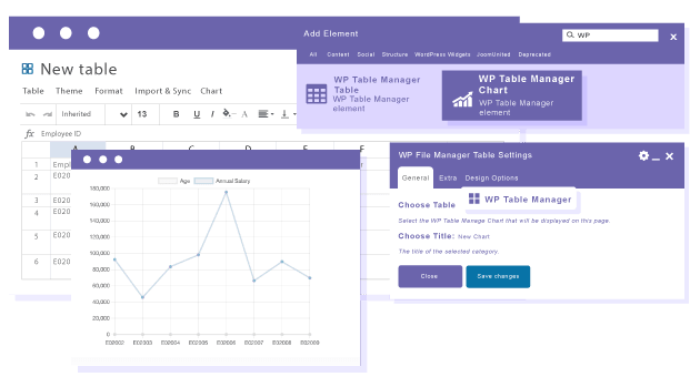 Insérer un graphique à partir de données de table dans WPBakery